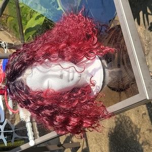 Front lace red curly wig